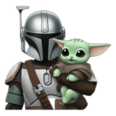 Mandalorian holding grogu sticker