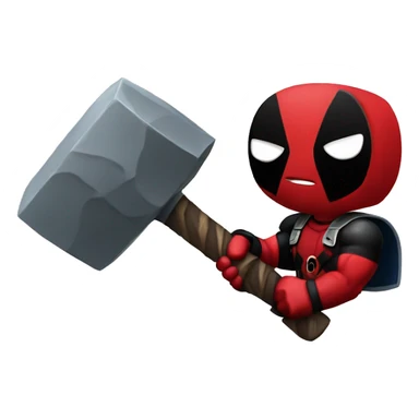 Deadpool with thors hammer sticker