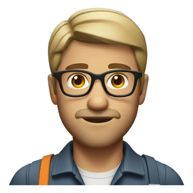 an engineer with short hair, short beard and glasses sticker