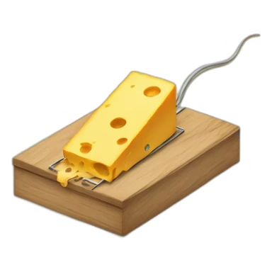 mouse trap with cheese on it and box sticker