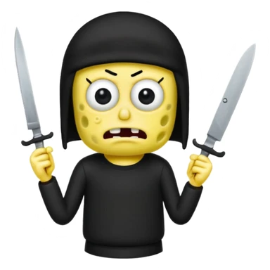 Emo SpongeBob holding a knife sticker