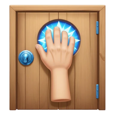*"A closed door, a determined hand knocking—where knuckles meet wood, an intense blue magical energy pulses outward. Success isn’t about waiting; it’s about knocking until the world answers."*   sticker