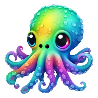 cute octopus animal, rainbow colors, neon, colorful, bright, sparkle sticker
