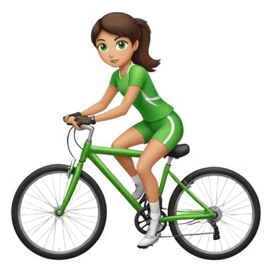 brunette girl with green eyes doing sports on a bicycle brunette girl with green eyes doing sports on a bicycle sticker