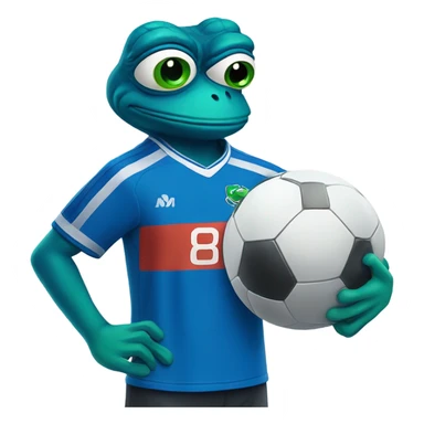 blue pepe frog in soccer jersey sticker