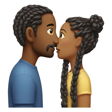 male with braids kissing female brown hair head only sticker