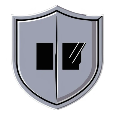 cartoonish sticker of a shield and uzi sticker