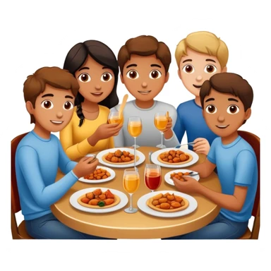 groupe d'adolescents espagnols, au restaurant, en Espagne, mangeant des tapas sticker