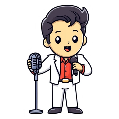 Elvis singing with a mic sticker
