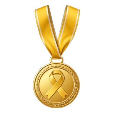 JUST THE CIRCLE  golden medal with a glossy finish, featuring a central gold awareness ribbon symbol sticker