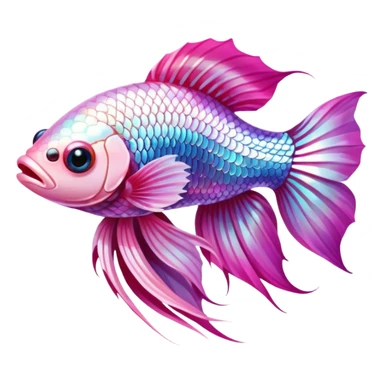 cute pink and white betta fish sticker