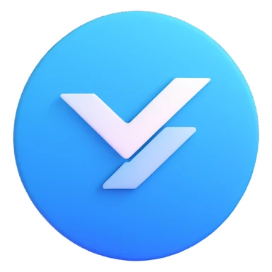 Instagram verified badge emoji style, blue gradient circle with white check mark, no text, transparent background sticker
