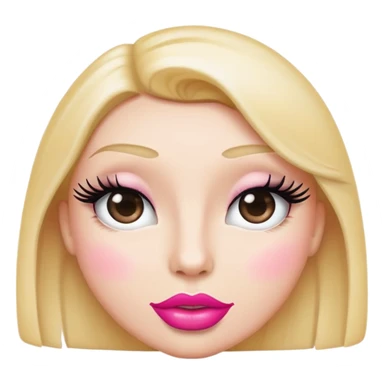 Standard emoji with pink pout lips and thick eyelashes  sticker