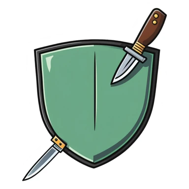 shield and knife cartoon sticker sticker