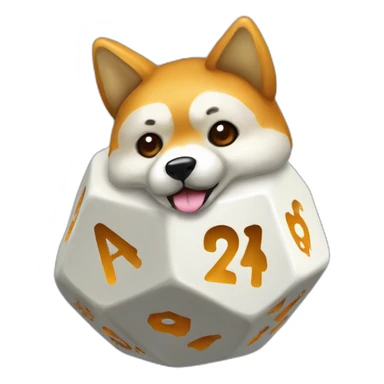 D20 dice with shiba ears sticker
