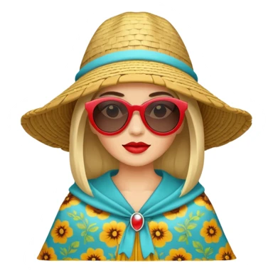 woman with fashion pancho sunglasses sticker