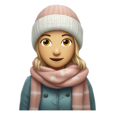 A cute girl wearing a scarf and a snowflake sticker