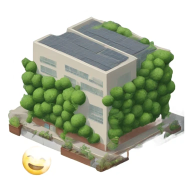 Fábrica con plantas representando la sostenibilid sticker