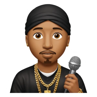 2Pac with a microphone sticker