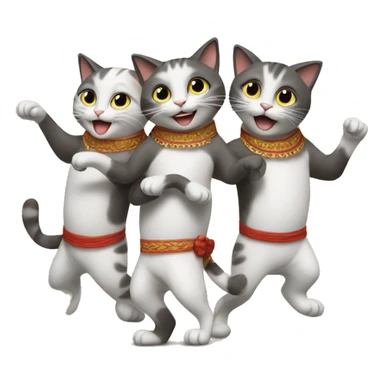 6 cats dancing the conga in a line sticker