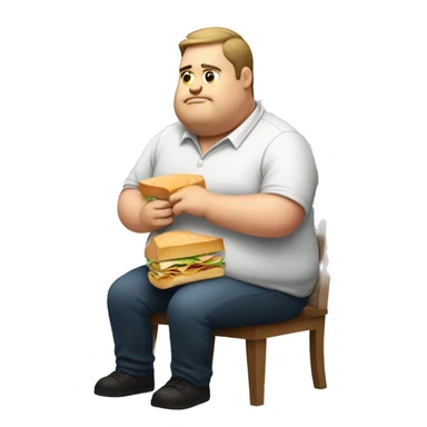 Fat man with square shirt eating sandwich  sticker