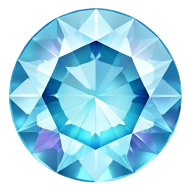 round cut gemstone with iridescent shine, soft sky blue color, brilliant facets sticker