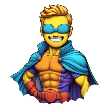 comic book cartoon illustration bold outline halftone shading neon colours sticker