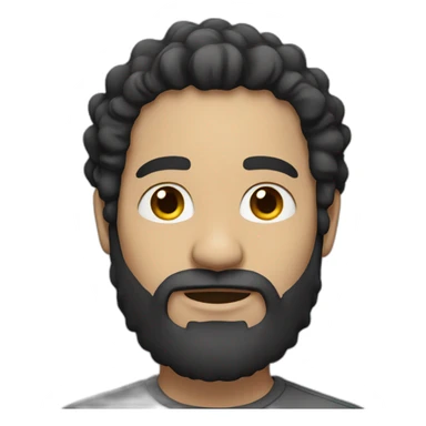 White man with long dark Afro hair and short beard sticker