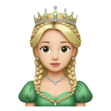 Princess in green Dress with Tiara, Braided Blonde Hair sticker
