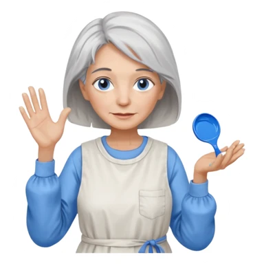 FEMME 65 ET PLUS CHEVEUX GRIS, YEUX BLEU ARTISTE PEINTRE  sticker