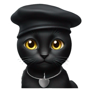 Black cat with black and white beret sticker