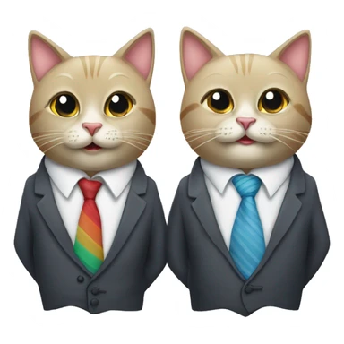 two happy cats wearing neckties sticker