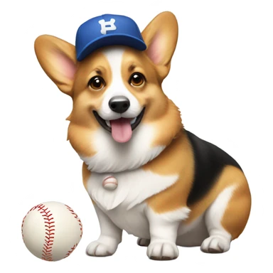 corgi with a baseball sticker