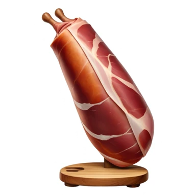 _cinematic-realistic-spanish-ham-leg,-depicted-as-a-massive,-cured-leg-of-jamón-serrano-(ham)-with-a-deep-reddish-brown-hue,-intricately-marbled-and-slightly-glossy-with-age,-elegantly-displayed-on-a-rustic-wooden-stand-and-bathed-in-warm sticker