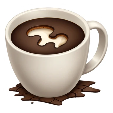 broken coffee cup with cracks and spilled coffee sticker