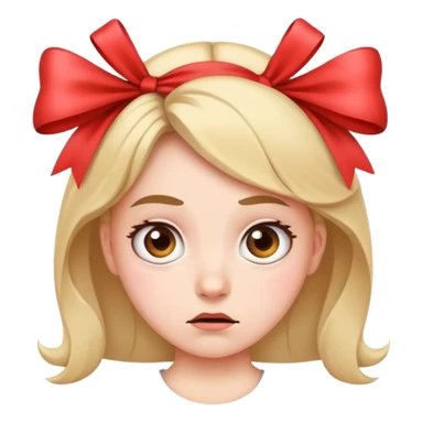 Confused face with a bow sticker
