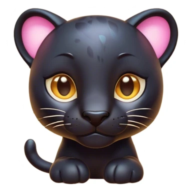 Cinematic Cute Panther Portrait Emoji, Head tilted playfully and inquisitively, with a smooth, streamlined form accentuated by a subtle sheen and round, sparkling eyes filled with charm, Simplified yet irresistibly adorable features, highly detailed, glowing with a warm, inviting glow, high shine, affectionate and lively, stylized with a touch of whimsical mystery, bright and endearing, soft glowing outline, capturing the essence of a mischievous yet loving panther that seems as if it could pounce out of the screen into your arms! sticker