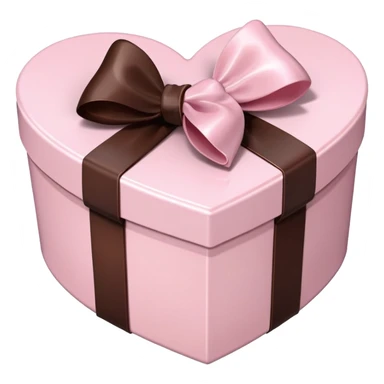 pale pink heart box, pale pink bow, filled with chocolates inside sticker