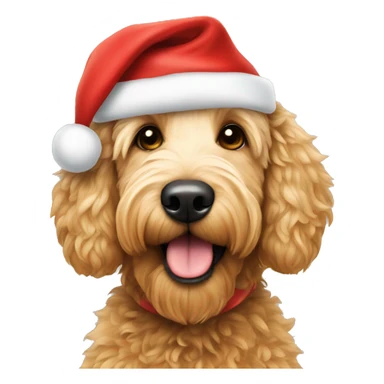 Golden doodle with Santa hat sticker