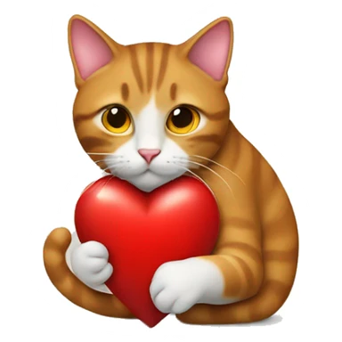 Red Heart with a cat behing it sticker