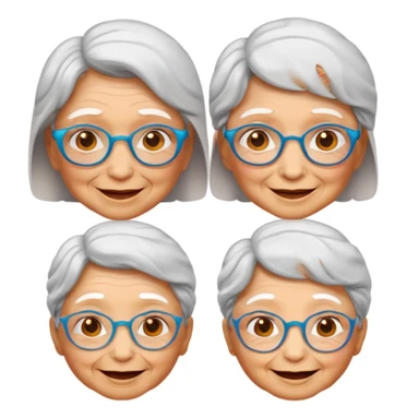 Cool faces emoji mixed with grandma emoji sticker