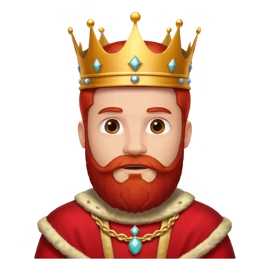 bearded king with crown and red outfit red hair sticker