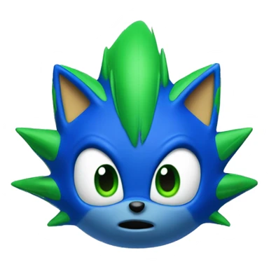 blue sonic the hedeghog with green lines on his spines and green eyes sticker