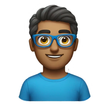 cto of a graphic design company with cool glasses and a blue tshirt sticker