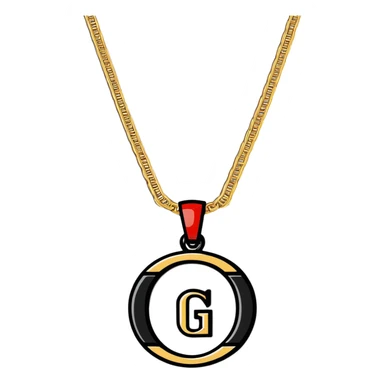 gold Gucci chain with G logo pendant sticker