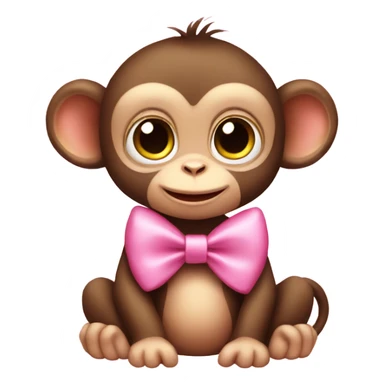 a baby monkey with a pink bow sticker