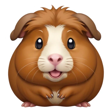 Cinematic Comical Brown Guinea Pig Portrait Emoji, Head tilted dramatically with an exaggeratedly amused expression, featuring a sleek brown coat with a naturally scrunched little face, wide, expressive dark eyes filled with playful disbelief, Simplified yet hilariously expressive features, highly detailed, glowing with a slightly sassy glow, high shine, dramatic yet playful, stylized with an air of cheeky mischief, bright and endearing, soft glowing outline, capturing the essence of a spirited and over-the-top guinea pig, so meme-worthy it feels like it could side-eye its way into internet fame instantly! sticker