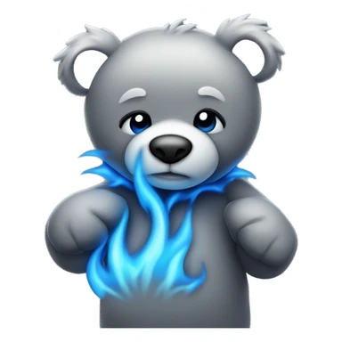 realistic-Daring-grey-teddy-bear-hugging-blue-flame sticker