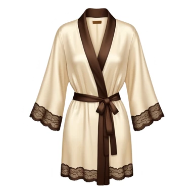 Cream and dark brown silk lace robe sticker