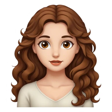 Good Beautiful girl,brown hair,wavy hair，long hair,Black eyes, European  sticker